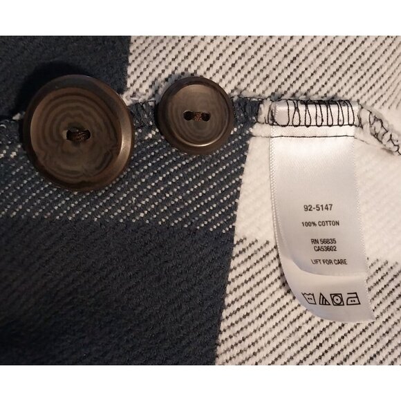 Cabelas Blue Plaid Button-Up Jacket With Side Pockets L/G Cotton Blend Long Slee - Picture 7 of 8